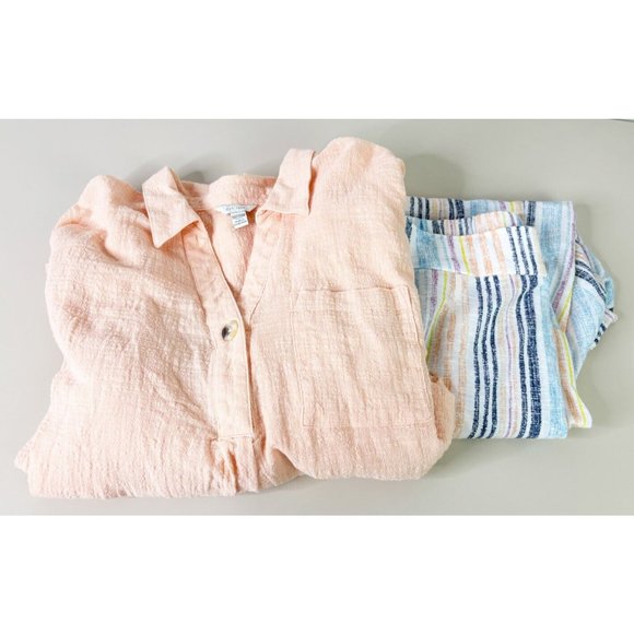 EST 1948 Plus 18/20 Spring Set-100% Cotton Collar Top/High Rise Stripe Pant EUC - Picture 1 of 14